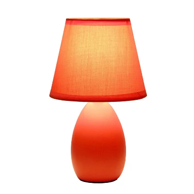 9.45" Petite Ceramic Oblong Bedside Table Desk Lamp With Matching Tapered Drum Shade Orange - Creekwood Home 1 9.45" Petite Ceramic Oblong Bedside Table Desk Lamp With Matching Tapered Drum Shade Orange - Creekwood Home
