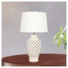 Ceramic Table Lamp With Lattice Design - White (26")