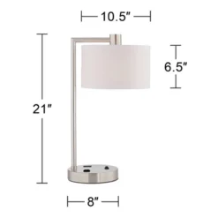360 Lighting Colby Modern Desk Lamps 21" High Set Of 2 Brushed Nickel With USB And AC Power Outlet In Base White Linen Drum Shade For Bedroom Office -Adesso Sales Store GUEST 1b67ff4b bc9e 4fd3 8363 50634c0c2d76