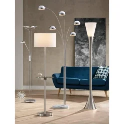Possini Euro Design Piazza Modern Torchiere Floor Lamp 72 1/2" Tall Brushed Nickel Metal Frosted White Glass Shade For Living Room Bedroom Office Home -Adesso Sales Store GUEST 1b82715a 7bee 4419 9af3 406a6342b315