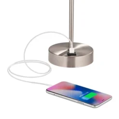 360 Lighting Justin Modern Accent Table Lamps 18" High Set Of 2 Silver With USB Charging Port And Table Top Dimmers White Shade For Bedroom Home Desk -Adesso Sales Store GUEST 1ed8ffa3 c185 4bb9 be40 1d308b67ccba