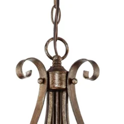 Franklin Iron Works Amber Scroll Golden Bronze Pendant Chandelier 24 3/4" Wide Rustic Art Glass Bowl 3-Light Fixture For Dining Room Kitchen Island -Adesso Sales Store GUEST 1ffc4e5a fd67 4677 8a07 0ba1cdbbd2f4