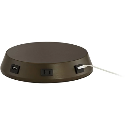 Franklin Iron Works Industrial Desk Table Lamp With USB And AC Power Outlet Workstation Charging Base 29" Tall Bronze Cognac Glass Office 5 Franklin Iron Works Industrial Desk Table Lamp With USB And AC Power Outlet Workstation Charging Base 29" Tall Bronze Cognac Glass Office - Image 5