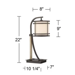 Franklin Iron Works Gentry Industrial Desk Lamp 22" High Oil Rubbed Bronze Faux Wood Cage With USB And AC Power Outlet In Base Oatmeal Shade For Desk -Adesso Sales Store GUEST 212d9a41 8a1e 4762 a8cd 1b8d3fd8e98d