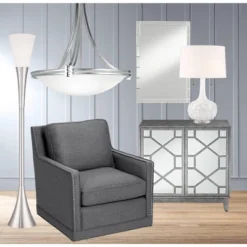 Possini Euro Design Piazza Modern Torchiere Floor Lamp 72 1/2" Tall Brushed Nickel Metal Frosted White Glass Shade For Living Room Bedroom Office Home -Adesso Sales Store GUEST 229fc9d4 7fcd 4758 b959 0bc7020312f4