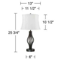 360 Lighting Heather Modern Industrial Table Lamps 25 3/4" High Set Of 2 Dark Iron With USB Charging Port White Softback Drum Shade For Bedroom Desk -Adesso Sales Store GUEST 23babb46 ce91 438d ad8e d4ceffd72d32