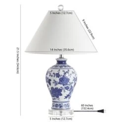 21.5" Ceramic And Crystal Song Chinoiserie Floral Table Lamp (Includes LED Light Bulb) Blue And White - Jonathan Y -Adesso Sales Store GUEST 23d11e0a 824d 4926 866c 67085688a76b