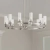Stiffel Brushed Nickel Wagon Wheel Chandelier 36" Wide Modern Clear Glass Shade 12-Light Fixture For Dining Room House Kitchen