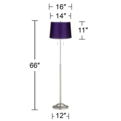360 Lighting Abba Modern Floor Lamp Standing 66" Tall Brushed Nickel Silver Metal Satin Purple Drum Shade For Living Room Bedroom Office House Home -Adesso Sales Store GUEST 24888fb5 d828 4c2a 8e1a 5009ac917cc1