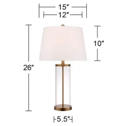 360 Lighting 26" High Cylinder Country Cottage Table Lamps Set Of 2 Fillable Clear Gold Finish Glass Metal White Shade Living Room Bedroom Bedside -Adesso Sales Store GUEST 24e071a0 26bb 43c1 9469 322a5eb67b27