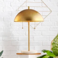 20.7" Metal Dome Table Lamp With Marble Base (Includes LED Light Bulb) Gold/White - Jonathan Y -Adesso Sales Store GUEST 26d054b1 16fd 4564 970f 53fad65b81d9