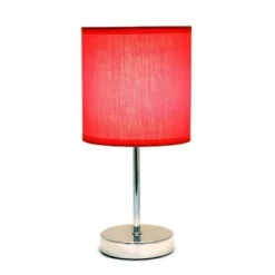 11.81" Traditional Petite Metal Stick Bedside Table Desk Lamp In Chrome With Fabric Shade Red - Creekwood Home 10 11.81" Traditional Petite Metal Stick Bedside Table Desk Lamp In Chrome With Fabric Shade Red - Creekwood Home -Adesso Sales Store GUEST 274b40f2 6a1d 4668 ba06 400a9b755e2d