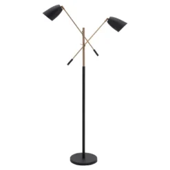 71" Retro Modern Floor Lamp (Includes Light Bulb) Matte Black/Brass - ZM Home