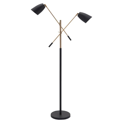 71" Retro Modern Floor Lamp (Includes Light Bulb) Matte Black/Brass - ZM Home 1 71" Retro Modern Floor Lamp (Includes Light Bulb) Matte Black/Brass - ZM Home