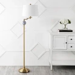 61.5" Aveiro Classic Midcentury Iron LED Floor Lamp Brass Gold LED Light Bulb (Includes LED Light Bulb) - JONATHAN Y -Adesso Sales Store GUEST 2a7f55b1 9b01 4ec5 9969 a520ebe8fe7e