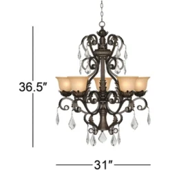 Kathy Ireland French Bronze Chandelier 31" Wide Rustic Crystal Amber Bell Glass 5-Light Fixture For Dining Room House Home Kitchen -Adesso Sales Store GUEST 2ac48078 3be1 4416 849f fa38dda7c383