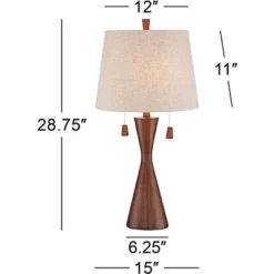 360 Lighting Omar Modern Modern Mid Century Table Lamps 28 3/4" Tall Set Of 2 Brown Wood Oatmeal Tapered Drum Shade For Bedroom Living Room Bedside -Adesso Sales Store GUEST 2ad7bf49 f482 40ce aa63 084fc4b98f1d