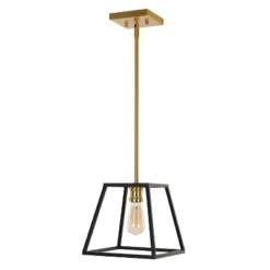 9.25" 1-Light Girard Farmhouse Industrial Iron LED Pendant Black/Brass Gold - JONATHAN Y -Adesso Sales Store GUEST 2cf83c7f cde3 407f 941c ebd04a58f1dd