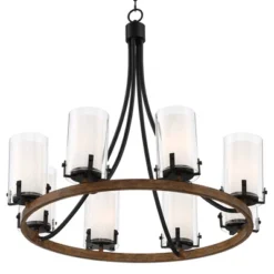 Stiffel Black Wood Wagon Wheel Chandelier 29 1/2" Wide Industrial Clear Outer Frosted Inner Glass 8-Light For Dining Room House 11 Stiffel Black Wood Wagon Wheel Chandelier 29 1/2" Wide Industrial Clear Outer Frosted Inner Glass 8-Light For Dining Room House -Adesso Sales Store GUEST 3041151d f75d 4b16 b688 6c10c165c76b