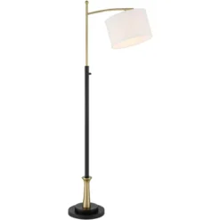 Possini Euro Design Modern Downbridge Floor Lamp 64" Tall Black Brass Metal Linen Drum Shade For Living Room Reading Bedroom Home -Adesso Sales Store GUEST 310e02f8 0905 4c58 ab4c 4248dbab2ff8