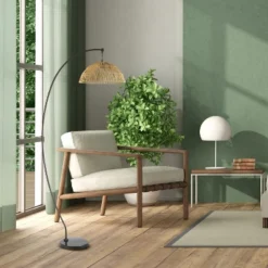 77" Metal And Rattan Bowl Boho Floor Lamp Black - River Of Goods -Adesso Sales Store GUEST 3323e98c e5df 446a a0d7 a2717922a481