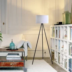 61.25" Metal Tripod Floor Lamp With Linen Shade Black/White - Cresswell Lighting -Adesso Sales Store GUEST 34b3dac2 0ef4 428c bc73 b8d182fdbd8a