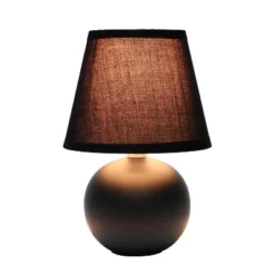 8.66" Petite Ceramic Orb Base Bedside Table Desk Lamp With Matching Tapered Drum Fabric Shade Black - Creekwood Home -Adesso Sales Store GUEST 3546dff2 b455 4a74 aa78 e905f51a7cb4