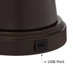 Franklin Iron Works Craig Rustic Farmhouse Table Lamps Set Of 2 With Square Risers 24 1/2" High Bronze With USB Charging Port Natural Shade For Desk -Adesso Sales Store GUEST 35d35fd2 4ec1 4214 98c7 03c1c2ce2b78