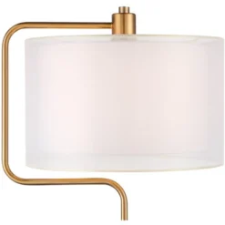 Possini Euro Design Carlyle Modern Mid Century Desk Lamp 30 1/2" Tall Gold With USB And AC Power Outlet In Base Double Drum Shades For Living Room -Adesso Sales Store GUEST 36006d1f 83d7 446c afd0 243d96b800f8