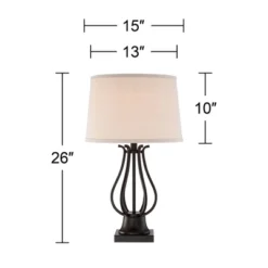 Regency Hill Hadley Modern Table Lamps Set Of 2 26" High Bronze With AC Power Outlet Light Brown Drum Shade For Bedroom Living Room Bedside House Desk -Adesso Sales Store GUEST 3652e836 85f6 49b8 963f 79d2d17dcd6b