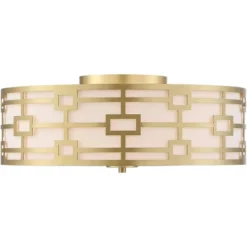 Stiffel Modern Art Deco Ceiling Light Flush Mount Fixture Gold 18" Wide Open Grid Fabric Drum Shade Bedroom Kitchen -Adesso Sales Store GUEST 36b47bb7 e942 4c62 8c55 dcbb827a6fa8