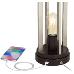 360 Lighting Marcel Modern Table Lamps Set Of 2 24 1/4" High Brushed Nickel With LED Nightlight USB Charging Port White Shade For Bedroom House Desk -Adesso Sales Store GUEST 37bc3ef0 1d75 4a83 a763 08ab1a37c940