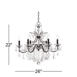 Vienna Full Spectrum DeMallo Dark Bronze Chandelier 26" Wide French Scroll Arm Clear Crystal 6-Light Fixture For Dining Room Home Foyer Kitchen Island -Adesso Sales Store GUEST 382d62ac b973 4b7b bb90 03c9cb6df504