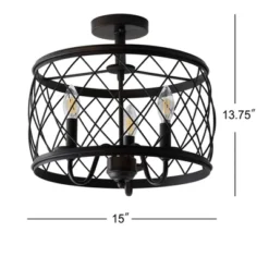 15" Eleanor Metal LED Semi Flush Mount Ceiling Light Black (Includes Energy Efficient Light Bulb) - JONATHAN Y -Adesso Sales Store GUEST 38473d46 1742 442f 90b6 ace4002384c1