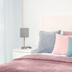 19.5" Bedside USB Port Feature Metal Table Desk Lamp Brushed Steel With Gray Fabric Shade - Creekwood Home -Adesso Sales Store GUEST 38cc2368 e372 469d a053 520542985923