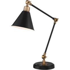 360 Lighting Modern Industrial Desk Table Lamp With USB Charging Port Adjustable 26.75" High Black Antique Brass For Bedroom Bedside Office -Adesso Sales Store GUEST 38f5071e 7139 475a 8557 a6ab2c188d0e