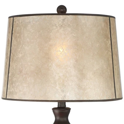 Franklin Iron Works Kelly Rustic Farmhouse Table Lamp 25 1/2" High Brown With USB Cord Dimmer Mica Drum Shade For Bedroom Living Room Office Home Desk 2 Franklin Iron Works Kelly Rustic Farmhouse Table Lamp 25 1/2" High Brown With USB Cord Dimmer Mica Drum Shade For Bedroom Living Room Office Home Desk - Image 2