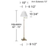 360 Lighting Swing Arm Floor Lamp Adjustable Height 70" Tall Antique Brass Antique White Linen Empire Shade For Living Room Reading Bedroom