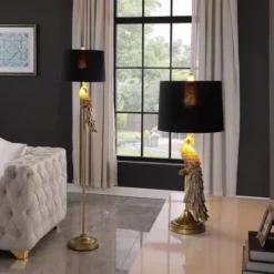 64.5" Modern Elegance Golden Peacock On A Pedestal Polyresin Floor Lamp - Ore International -Adesso Sales Store GUEST 3a108328 7d9c 4d64 bbf1 c36492857d82