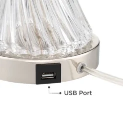 Regency Hill Luca Modern Table Lamps Set Of 2 25 1/2" High Twisted Glass With USB Charging Port Blue Shirred Shade For Bedroom Living Room Desk Office -Adesso Sales Store GUEST 3a14f747 7c88 4af6 86bb 0b7347b6f7c6