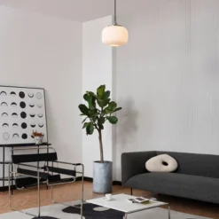 Novogratz X Globe Lily 1-Light Matte Brass Pendant Lighting With Frosted Ribbed Glass Shade - Globe Electric -Adesso Sales Store GUEST 3a6e4229 3f61 49f0 bc5a df38b9d00980