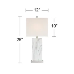 360 Lighting Connie Modern Table Lamps 25" High Set Of 2 White Faux Marble With USB Charging Ports Rectangular Shade For Living Room Office Desk House -Adesso Sales Store GUEST 3aab8701 e7c7 4321 8a0c 7bff12f87158