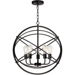 Franklin Iron Works Ellery Bronze Orb Foyer Pendant Chandelier 24 3/4" Wide Modern 5-Light LED Fixture For Dining Room House Kitchen Island Entryway -Adesso Sales Store GUEST 3b342da3 b0d9 4d92 8ff2 5543c954414e