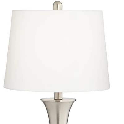360 Lighting Seymore Modern Table Lamps Set Of 2 With Round Risers 27" Tall Brushed Nickel USB Charging Port White Drum Shade For Living Room Desk 2 360 Lighting Seymore Modern Table Lamps Set Of 2 With Round Risers 27" Tall Brushed Nickel USB Charging Port White Drum Shade For Living Room Desk - Image 2