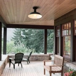 14" 1-Light Camila Classic Industrial Indoor/Outdoor Iron LED Semi Flush Mount Black/White - JONATHAN Y -Adesso Sales Store GUEST 3c0e9cb9 2418 43d3 9726 8283ba9c51db