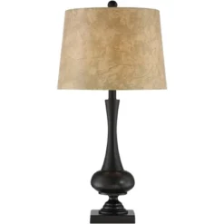 Franklin Iron Works Ross Rustic Farmhouse Table Lamps 27" Tall Set Of 2 Bronze With USB Charging Port Faux Leather Drum Shade For Living Room Desk -Adesso Sales Store GUEST 3ccbb142 9a46 4318 9470 834bc7273bd2