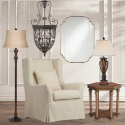 Regency Hill Brooke Rustic Vintage Retro Floor Lamp Standing 60" Tall Rich Bronze Copper Burlap Bell Shade For Living Room Bedroom Office House Home -Adesso Sales Store GUEST 3d2bae59 42b5 4c4c bc9d 8cbee60ceec7