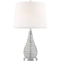 360 Lighting Sergio Modern Accent Table Lamps 23 1/2" High Set Of 2 Acrylic Chrome USB Charging Port White Drum For Bedroom Living Room Bedside Desk -Adesso Sales Store GUEST 3d608808 3ba7 4e26 a7d0 3bc2d1e50e10