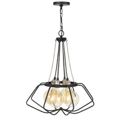 22" X 22" X 25" Ladue Metal Chandelier Black/Chrome - Cal Lighting 1 22" X 22" X 25" Ladue Metal Chandelier Black/Chrome - Cal Lighting
