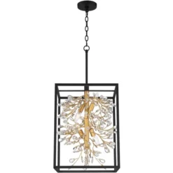 Possini Euro Design Carrine Black Gold Pendant Chandelier 15 1/4" Wide Modern Clear Crystal 4-Light Fixture For Dining Room House Foyer Kitchen Island -Adesso Sales Store GUEST 3d7ccd46 1e49 4ab2 9281 fad285d969f5